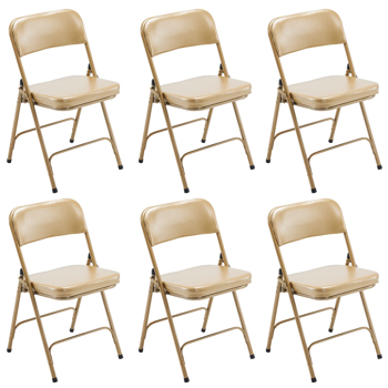6 Pack Metal Folding Chairs with Padded Seat and Back, for Home and Office, Indoor and Outdoor Events Party Wedding, Champagne Gold