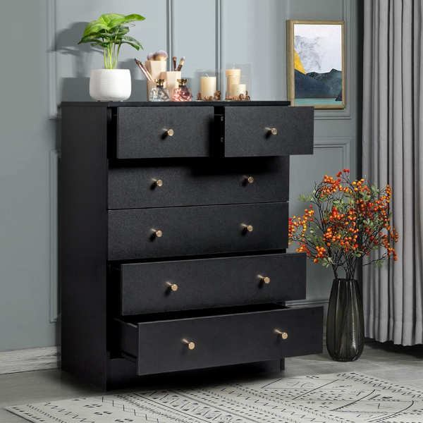 [FCH] Modern Simple 6-Drawer Dresser Black