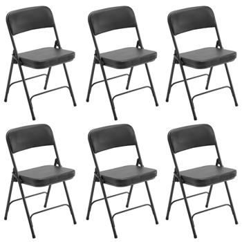 6 Pack Metal Folding Chairs with Padded Seat and Back, for Home and Office, Indoor and Outdoor Events Party Wedding, Black