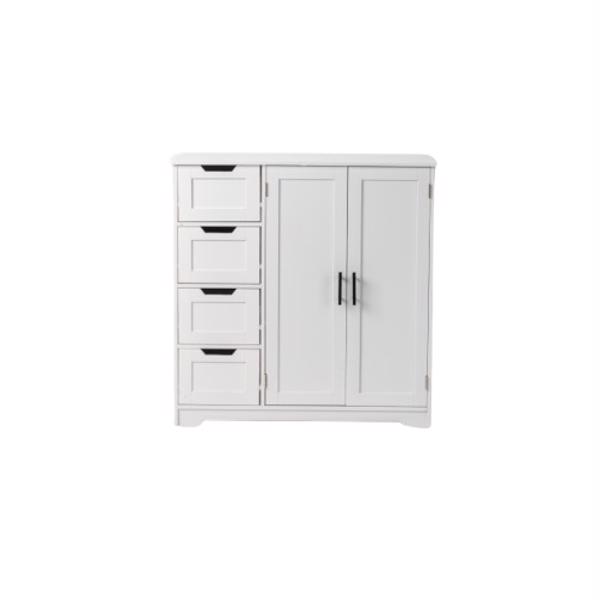 [FCH] Storage Bathroom Cabinet, 2 Doors 4 Drawers Bathroom Cabinet, White