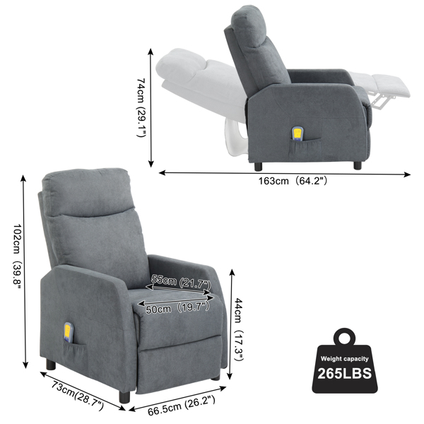 浅灰色 织布 带6点按摩1点加热功能 120kg 电动躺椅 英规 BRC-006-6