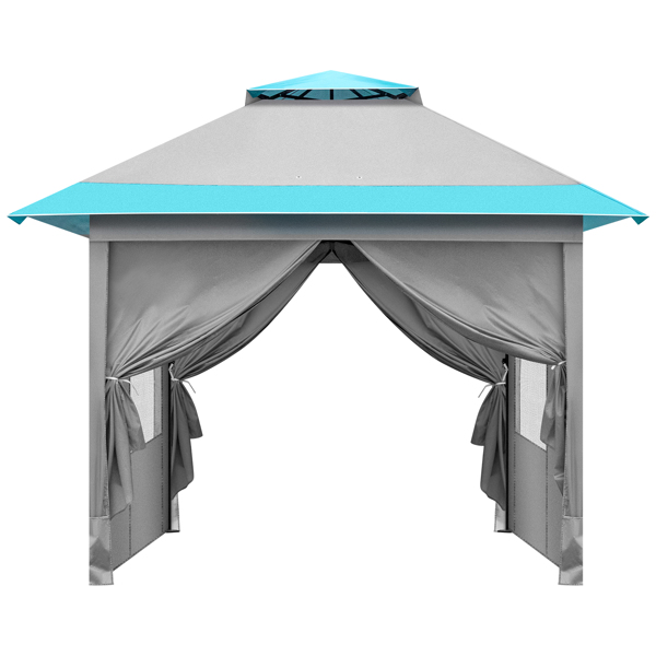 10' x 10' Outdoor Pop-up Canopy With 4 Sidewalls Blue&White