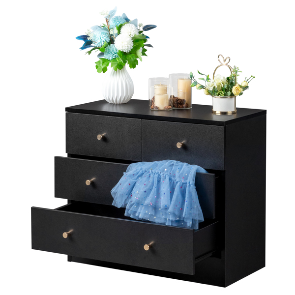 [FCH] Modern Simple 4-Drawer Dresser Black