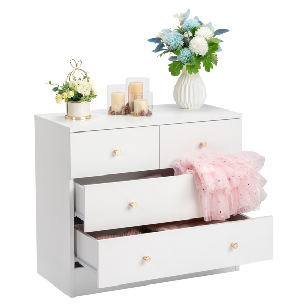 [FCH] Modern Simple 4-Drawer Dresser Nightstand White