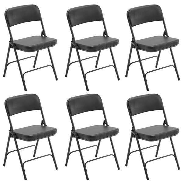 6 Pack Metal Folding Chairs with Padded Seat and Back, for Home and Office, Indoor and Outdoor Events Party Wedding, Black