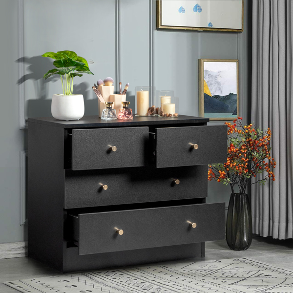 [FCH] Modern Simple 4-Drawer Dresser Black