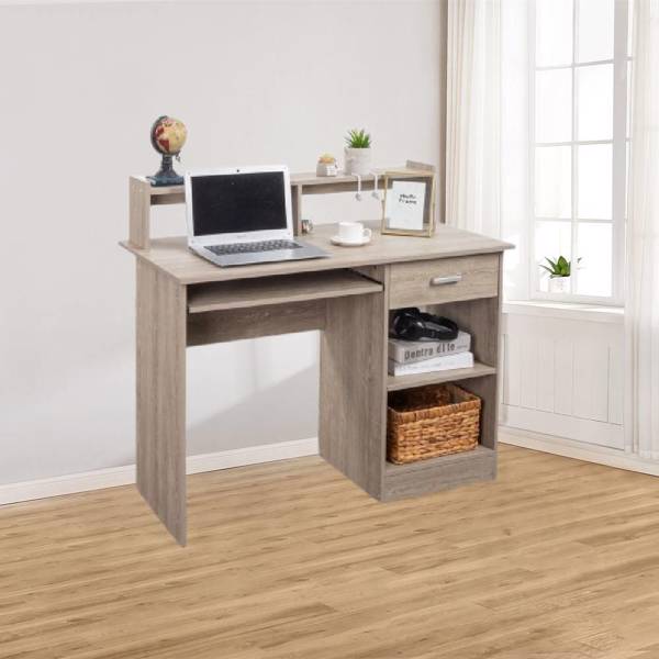 Gray particleboard 110*50*95cm one-draw two-layer computer desk