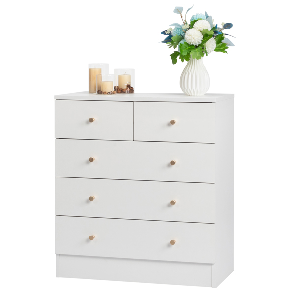 [FCH] Modern Simple 5-Drawer Dresser White