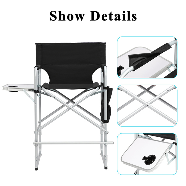 Silver White Iron Pipe Black Cloth Surface Plastic Sprayed Iron Round Pipe Director's Chair 103*60*499cm 120kg Without Carrying Bag