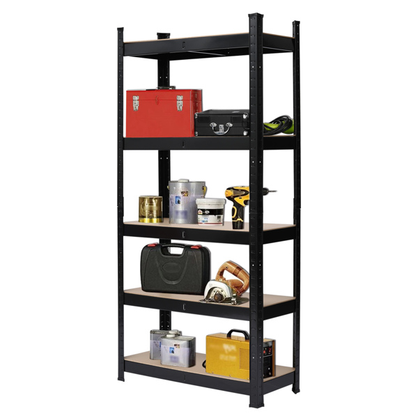 110 x 45 x 180cm 5 Tiers Powder Coated Storage Rack Black