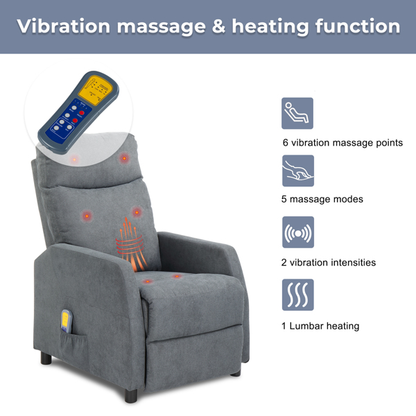 浅灰色 织布 带6点按摩1点加热功能 120kg 电动躺椅 英规 BRC-006-4