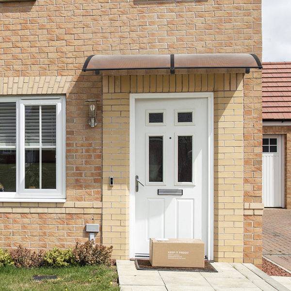 200 x 100 Household Application Door & Window Rain Cover Eaves Canopy Brown & Black Bracket