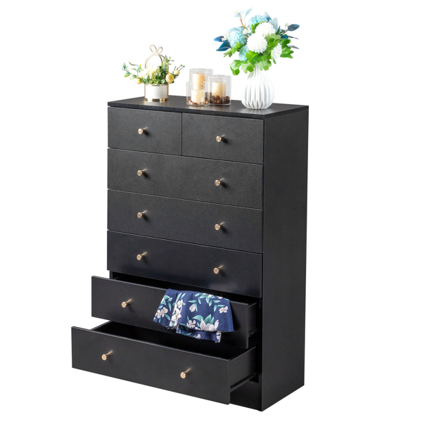 [FCH] Modern Simple 7-Drawer Dresser Black