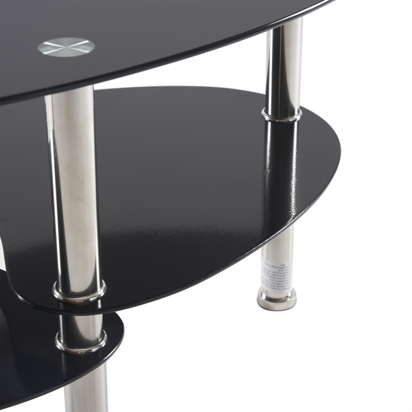 Dual Fishtail Style Tempered Glass Coffee Table Black