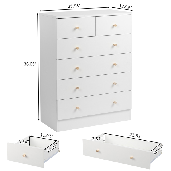 [FCH] Modern Simple 6-Drawer Dresser White