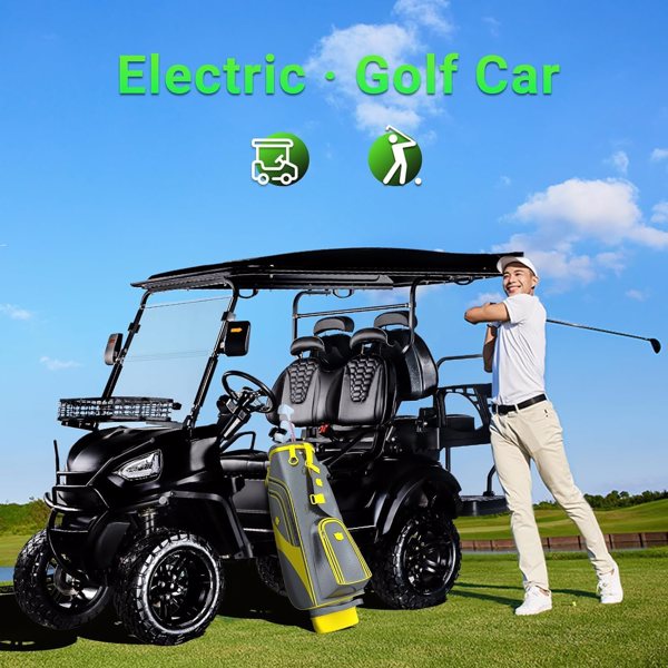 Golf Cart, Golf Car Build in 48V 5000W AC Motor with 18 Inch Off Road Tires, Electric Golf Cart with Independent Suspension for Golf, Hunt, Scenic Spot, Hotel, Beach, School and Farm