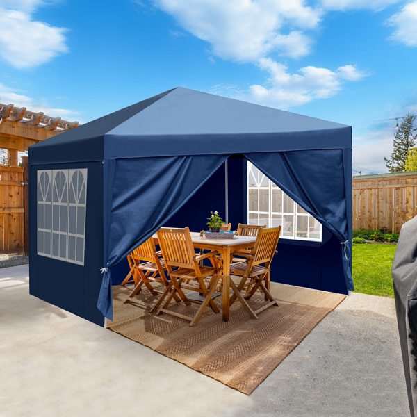 3 x 3m Two Doors & Two Windows Practical Waterproof Right-Angle Folding Tent Blue 