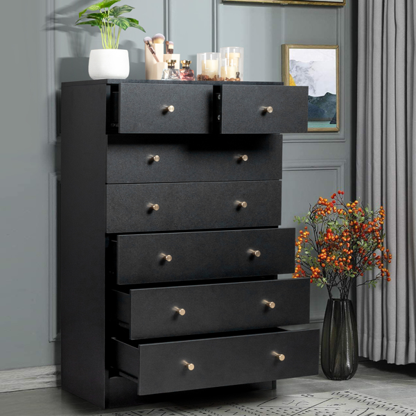 [FCH] Modern Simple 7-Drawer Dresser Black