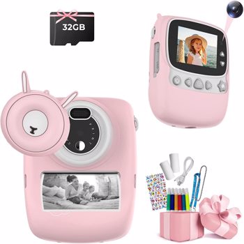 Children\\'s Camera, Children\\'s Digital Camera with Printing Sheet, Children\\'s Camera with 32G TF Card, Camera with Colour Pens and Photo Holder, Good for Crafts, Gift for 3-14 Years Old Children