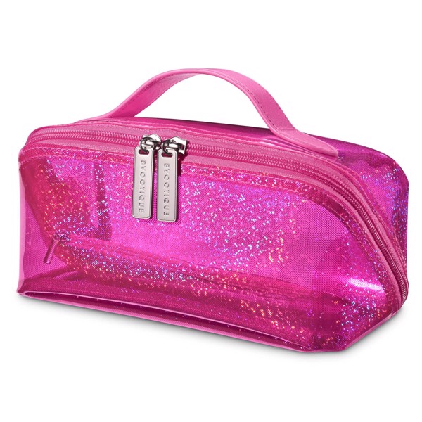 PVC Waterproof Fashion Portable Cosmetic Bag Shiny Colourful Bright Pink（No shipping on weekends.）