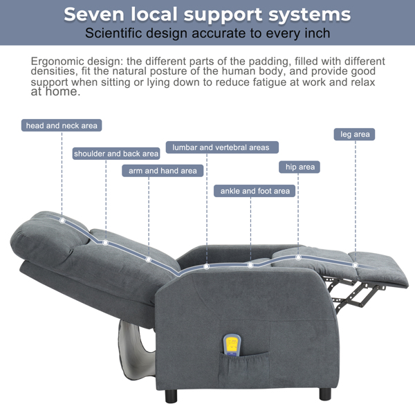 浅灰色 织布 带6点按摩1点加热功能 120kg 电动躺椅 英规 BRC-006-3