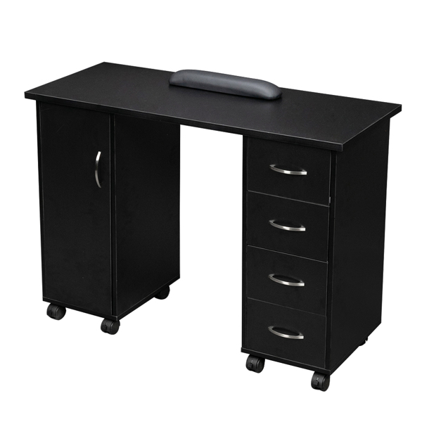 Double Edged Manicure Nail Table with Drawer Black