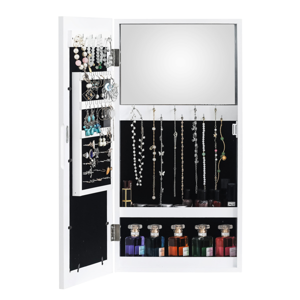 Simple PVC Wood Grain Coating Photo Storage Damp-proof Jewelry Mirror Cabinet White