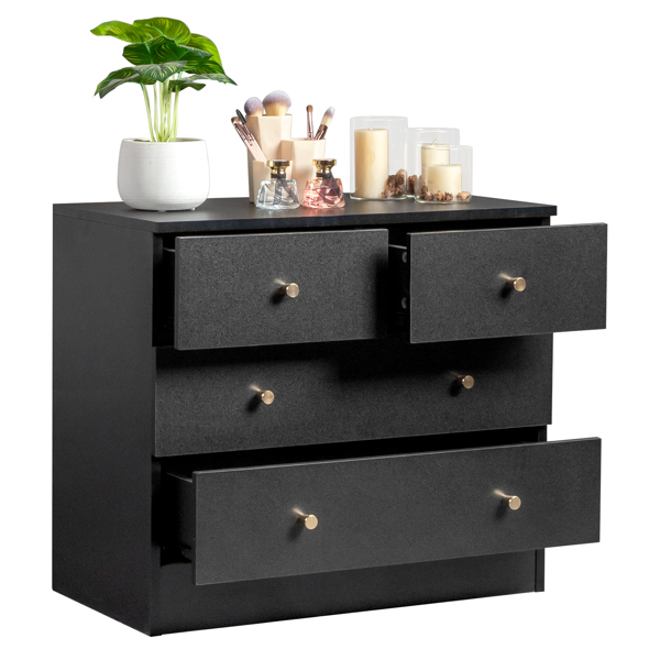 [FCH] Modern Simple 4-Drawer Dresser Black