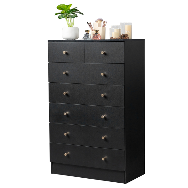 [FCH] Modern Simple 7-Drawer Dresser Black