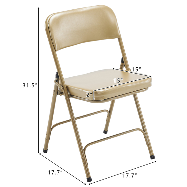 2 Pack Metal Folding Chairs with Padded Seat and Back, for Home and Office, Indoor and Outdoor Events Party Wedding, Champagne Gold