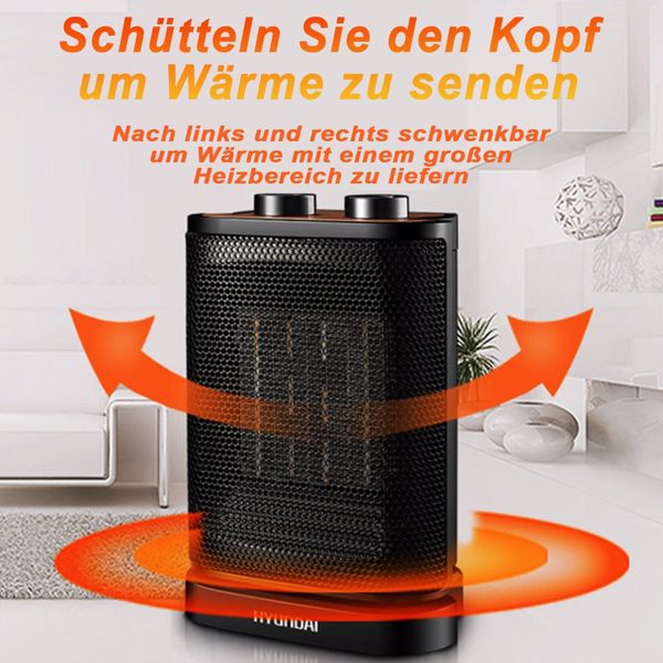 1500W Fan Heater Energy Saving PTC Ceramic Heater 3 Heat Levels, for Living Rooms, Offices, Workshops