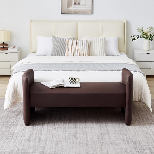 Brown, Cat Claw Cloth Bedroom Casual Rectangular Sofa Stool