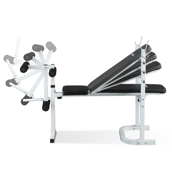 Weight Bench with Adjustable Workout Bench and Barbell Rack and Leg Developer, Foldable Weight Bench for Home Gym, Youth Strength Training Benches(White/Black) 