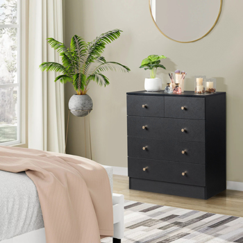 Modern Simple 5-Drawer Dresser Black