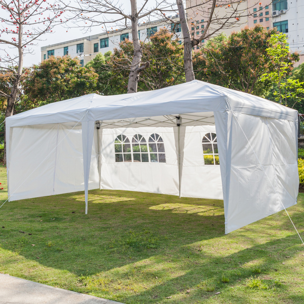 3 x 6m Four Windows Practical Waterproof Folding Tent White
