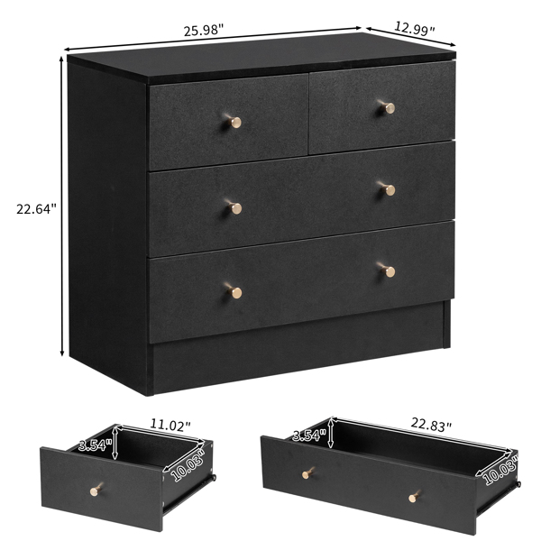 [FCH] Modern Simple 4-Drawer Dresser Black