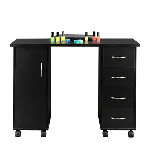 Double Edged Manicure Nail Table with Drawer Black