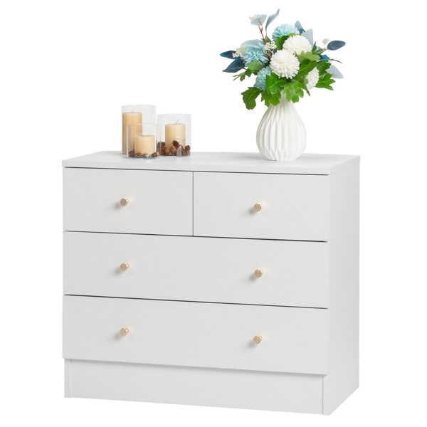 [FCH] Modern Simple 4-Drawer Dresser Nightstand White