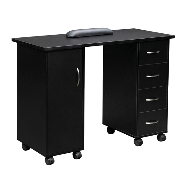 Double Edged Manicure Nail Table with Drawer Black