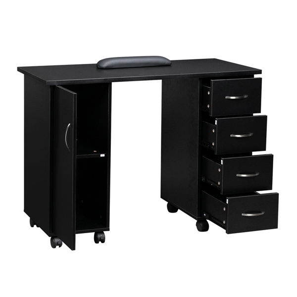 Double Edged Manicure Nail Table with Drawer Black