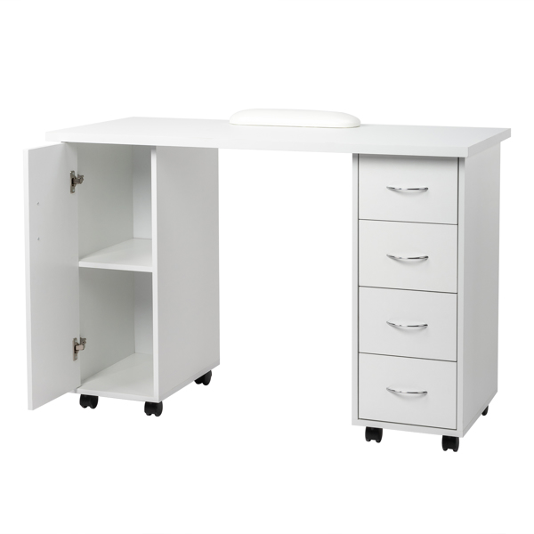 Double Edged Manicure Nail Table with Drawer White