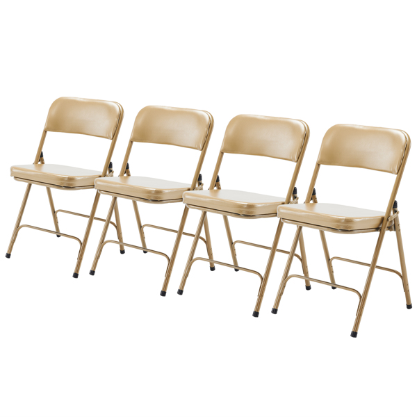 4 Pack Metal Folding Chairs with Padded Seat and Back, for Home and Office, Indoor and Outdoor Events Party Wedding, Champagne Gold