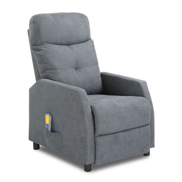  Electric Recliner with Massage and Heat, Fabric Recliner Chair Sofa for Living Room Home Theater, Gray