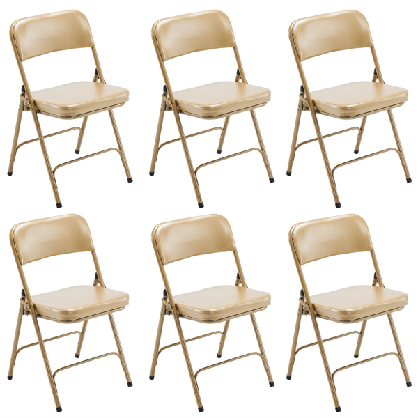 6 Pack Metal Folding Chairs with Padded Seat and Back, for Home and Office, Indoor and Outdoor Events Party Wedding, Champagne Gold
