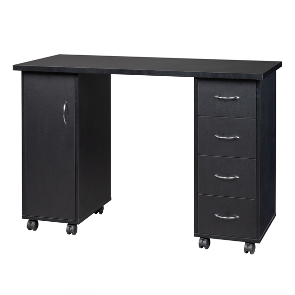 Double Edged Manicure Nail Table with Drawer Black