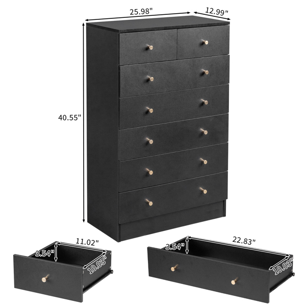 [FCH] Modern Simple 7-Drawer Dresser Black