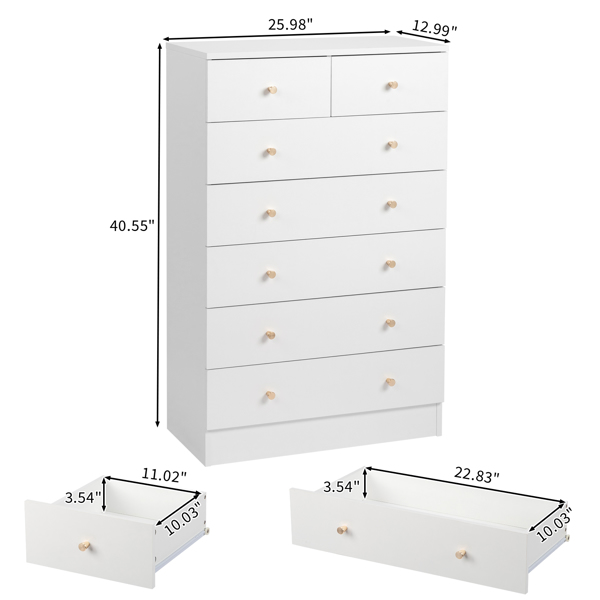 [FCH] Modern Simple 7-Drawer Dresser White