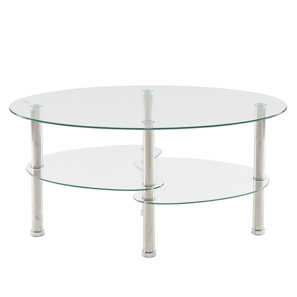Dual Fishtail Style Tempered Glass Coffee Table clear