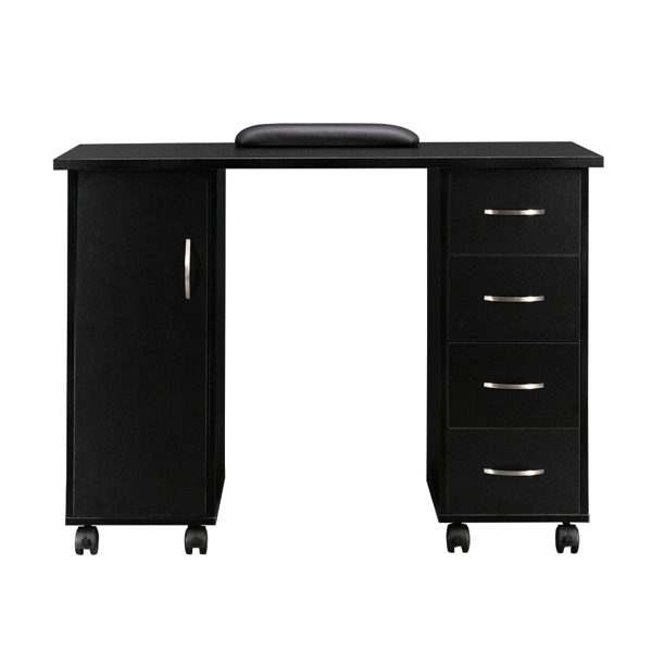 Double Edged Manicure Nail Table with Drawer Black