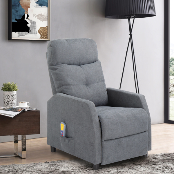  Electric Recliner with Massage and Heat, Fabric Recliner Chair Sofa for Living Room Home Theater, Gray